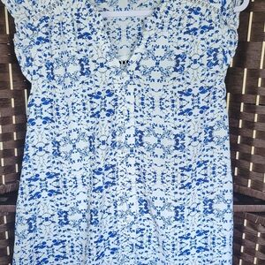Floral Blue and White Dress